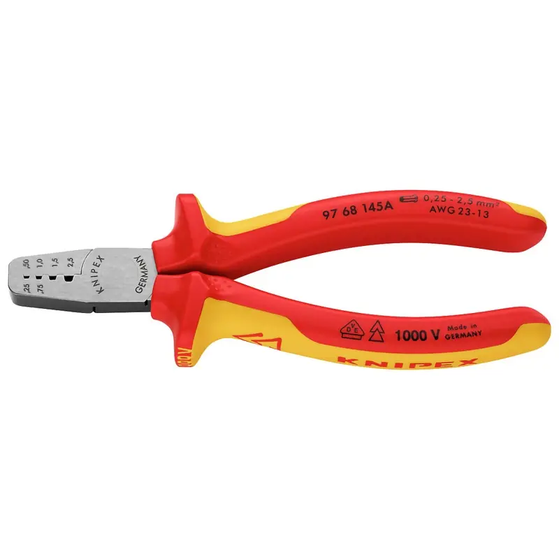 Sista chansen CRIMPTÅNG FÖR ÄNDHYLSOR 145MM 97 68 145A VDE