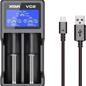 Batteriladdare Li-Ion LCD 1A för 2x 18650 Xtar VC2 Endast idag