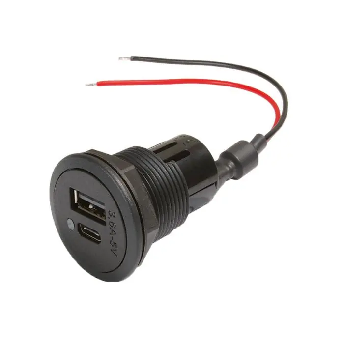 Infällt ladduttag USB-C och A 3.6A 8-34V Billig