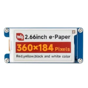 Lägg i varukorgen 2.66" E-papper display 360x184px 4-färg monterad på kort SPI