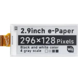 2.9" E-papper display 296x128px svart/vit SPI Fri frakt