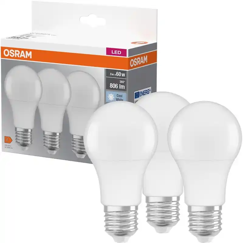 Utförsäljning LED GLÖDLAMPA 3-PACK CLA60 8,5W/840 230VFR E27 FS3