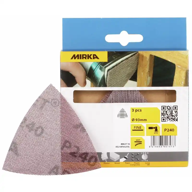 Snabb frakt SLIPPAPPER TREKANT 93MM P240 ABRANET 3ST