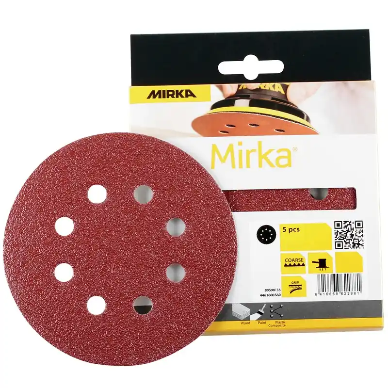 SLIPRONDELL 125MM 8H P240 RÖD 5ST Nedsatt pris