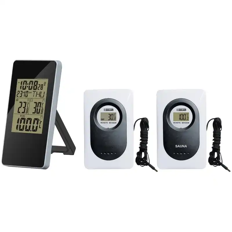 TERMOMETER INNE/UTE TRÅDLÖS 3-SENS SAUNA Fri frakt
