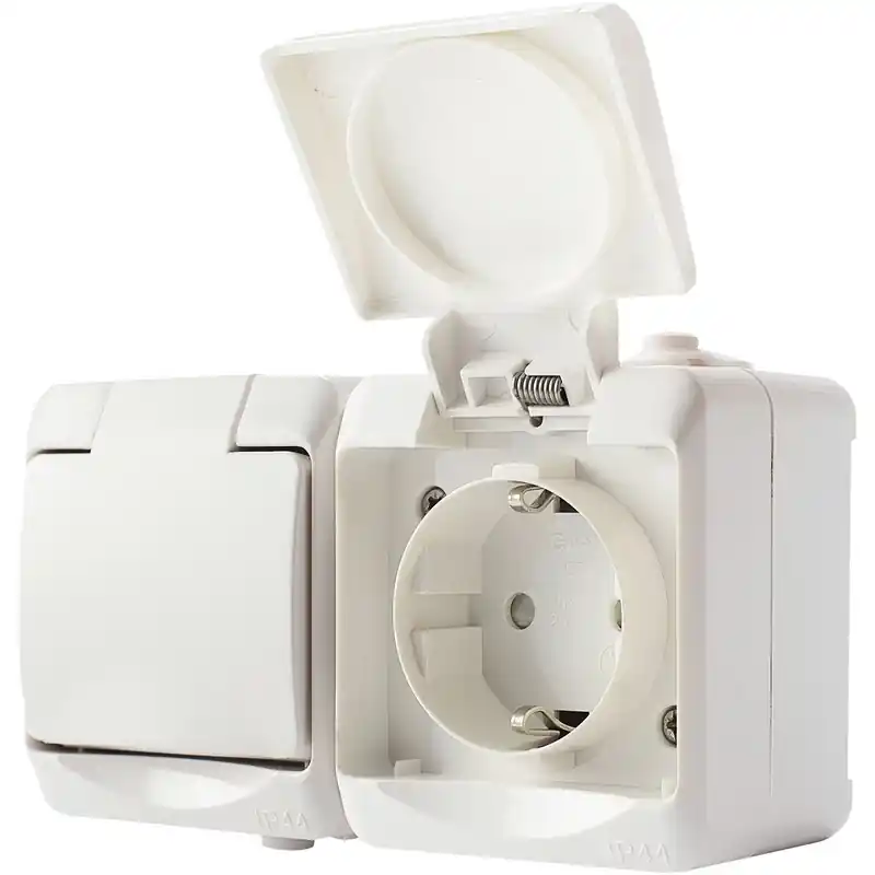 VÄGGUTTAG 2-VÄGS MED LOCK IP44 JORDAD I lager