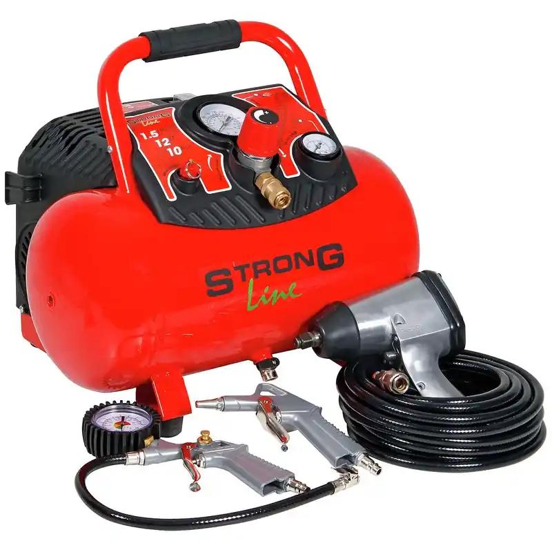 KOMPRESSOR 12L/200L/10 BAR MED VERKTYG Fri frakt